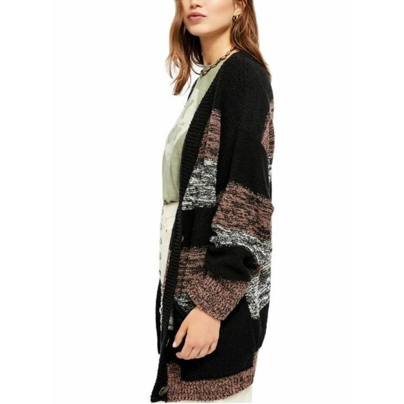 Free People Cardigan Sweater Southport Beach Oversized in Helsinki Combo Size XS - Picture 2 of 8